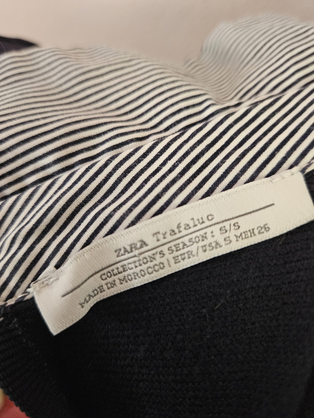 Zara Navy Blue Collared Striped Preppy Mini Dress - Size Small - Picture 7 of 8